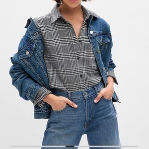 COPY - COPY - Flannel big shirt gap xs/xsmall. Grey / plaid / box plaid. Xs. Euc